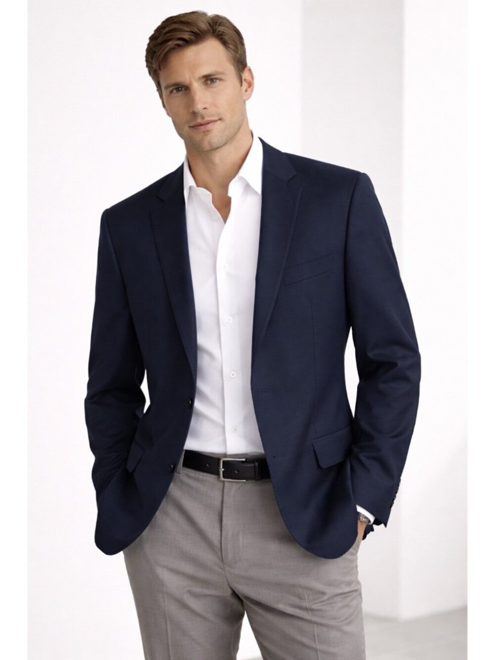 HUGO HUGO BOSS jacket blazer sport coat navy blue 46L c jeffrey c simmons